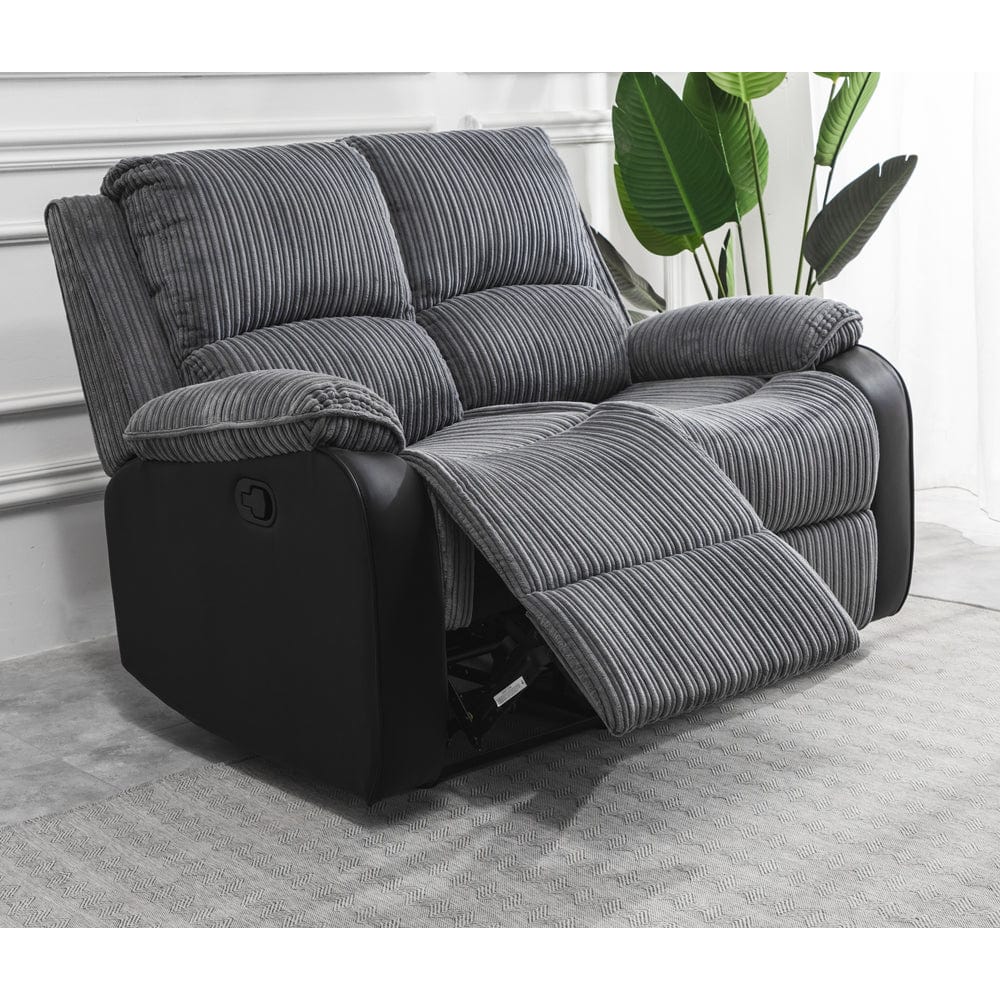Boston Grey Plush Fabric 2 Seater Recliner