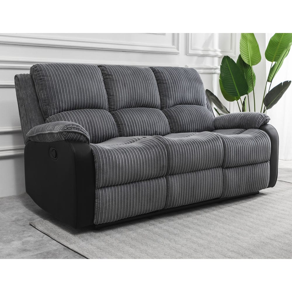 Boston 3+2 Grey Plush Fabric Recliner Sofa Set