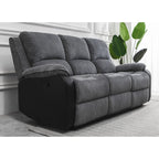 Boston Grey Plush Fabric 3 Seater Recliner