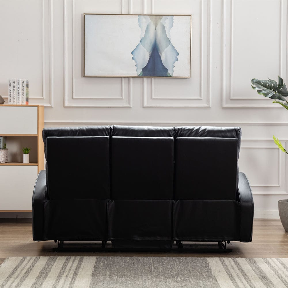 Boston Black Leather 3 Seater Recliner Sofa