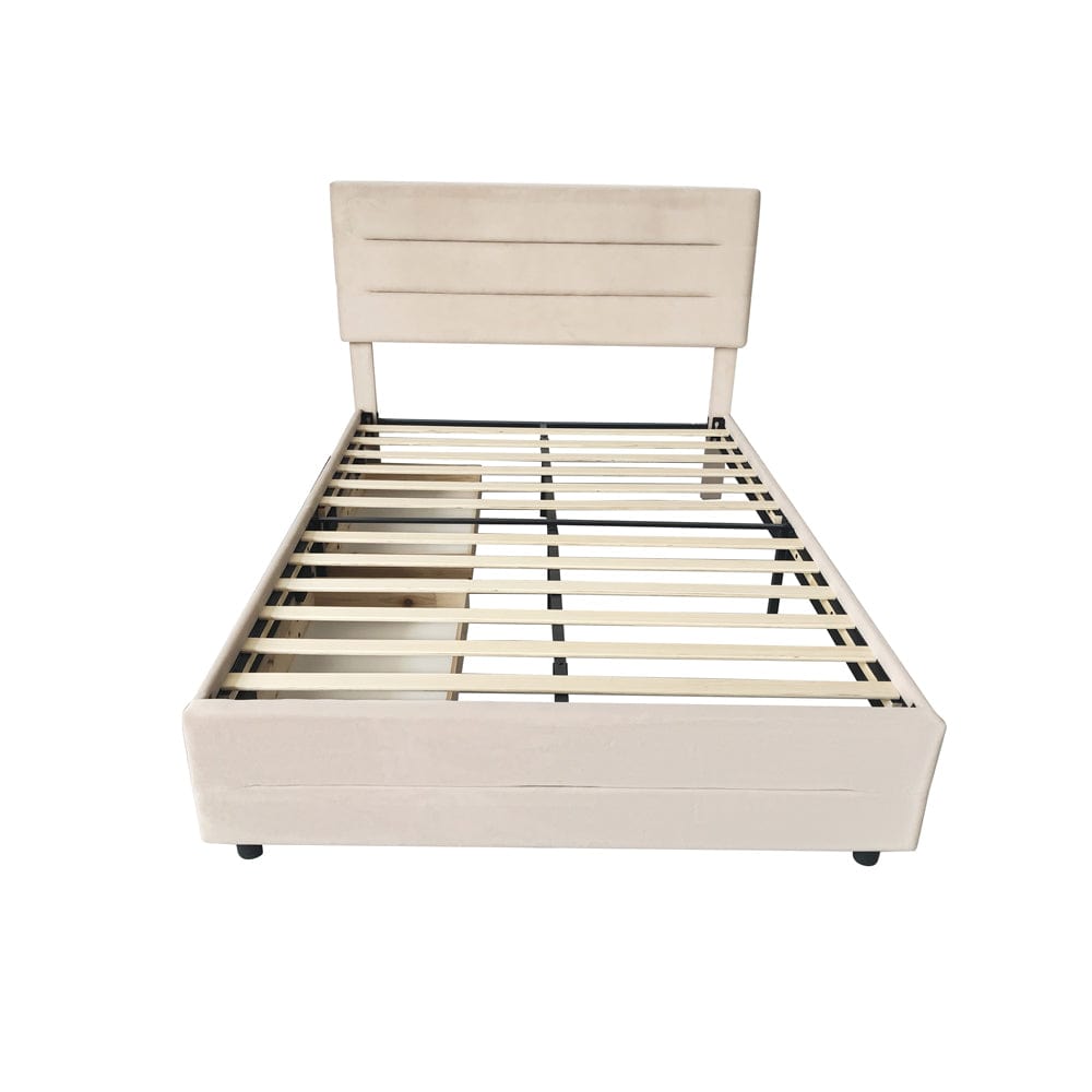 Cibor Wooden Bed Frame with 2 Drawers Single Bed or Double Bed