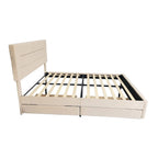 Cibor Wooden Bed Frame with 2 Drawers Single Bed or Double Bed