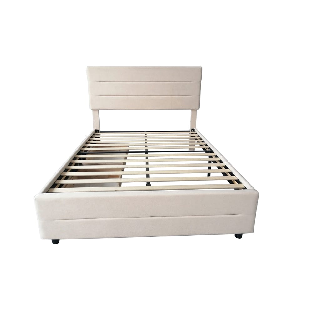 Cibor Wooden Bed Frame with 2 Drawers Single Bed or Double Bed