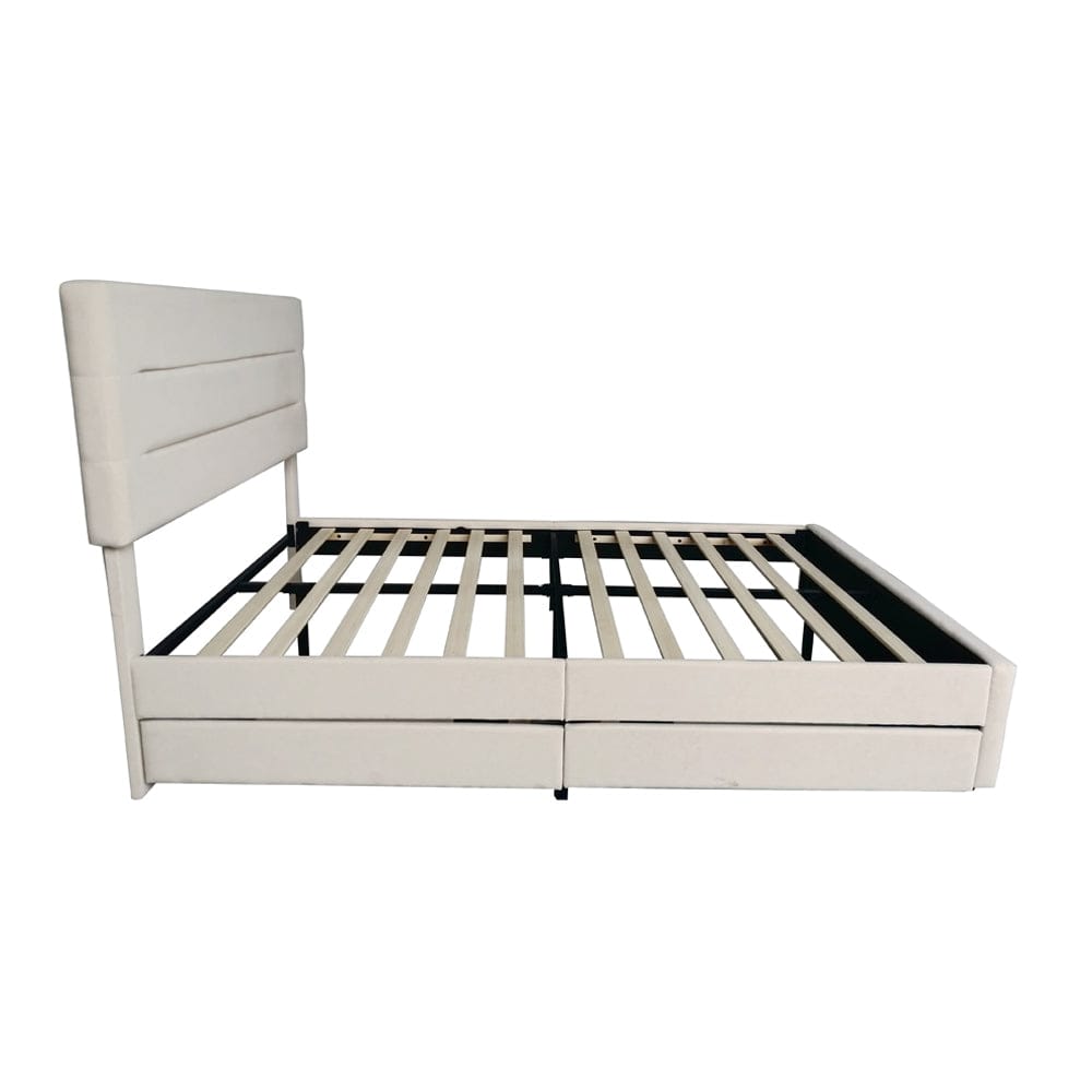 Cibor Wooden Bed Frame with 2 Drawers Single Bed or Double Bed