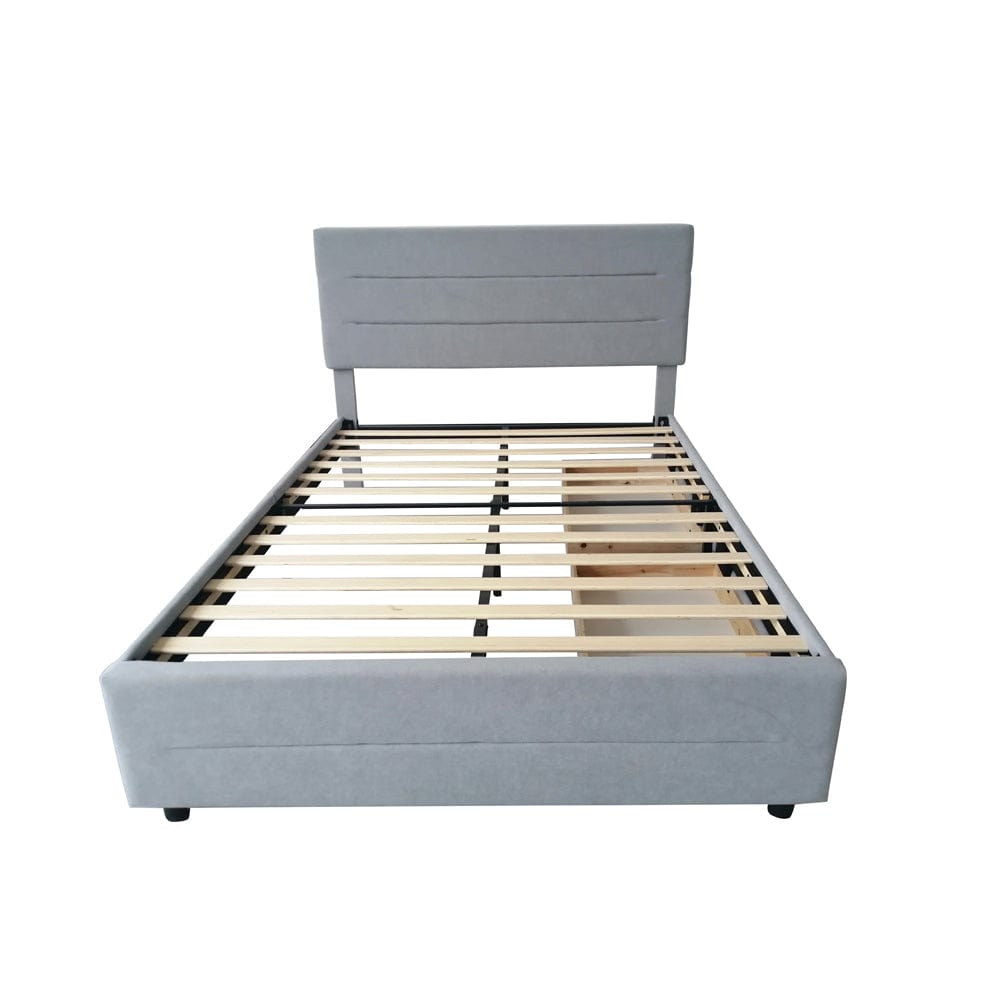 Cibor Wooden Bed Frame with 2 Drawers Single Bed or Double Bed