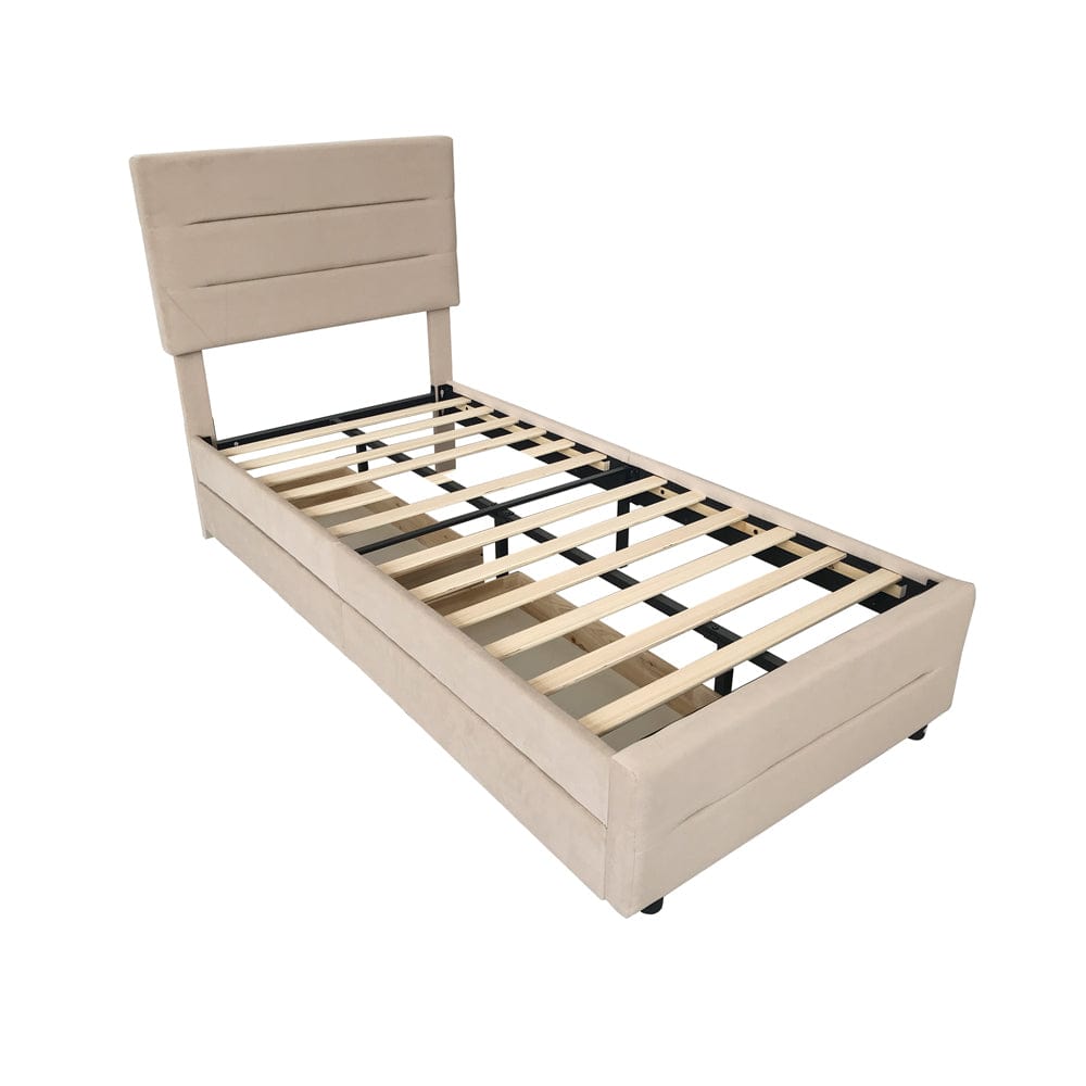 Cibor Wooden Bed Frame with 2 Drawers Single Bed or Double Bed