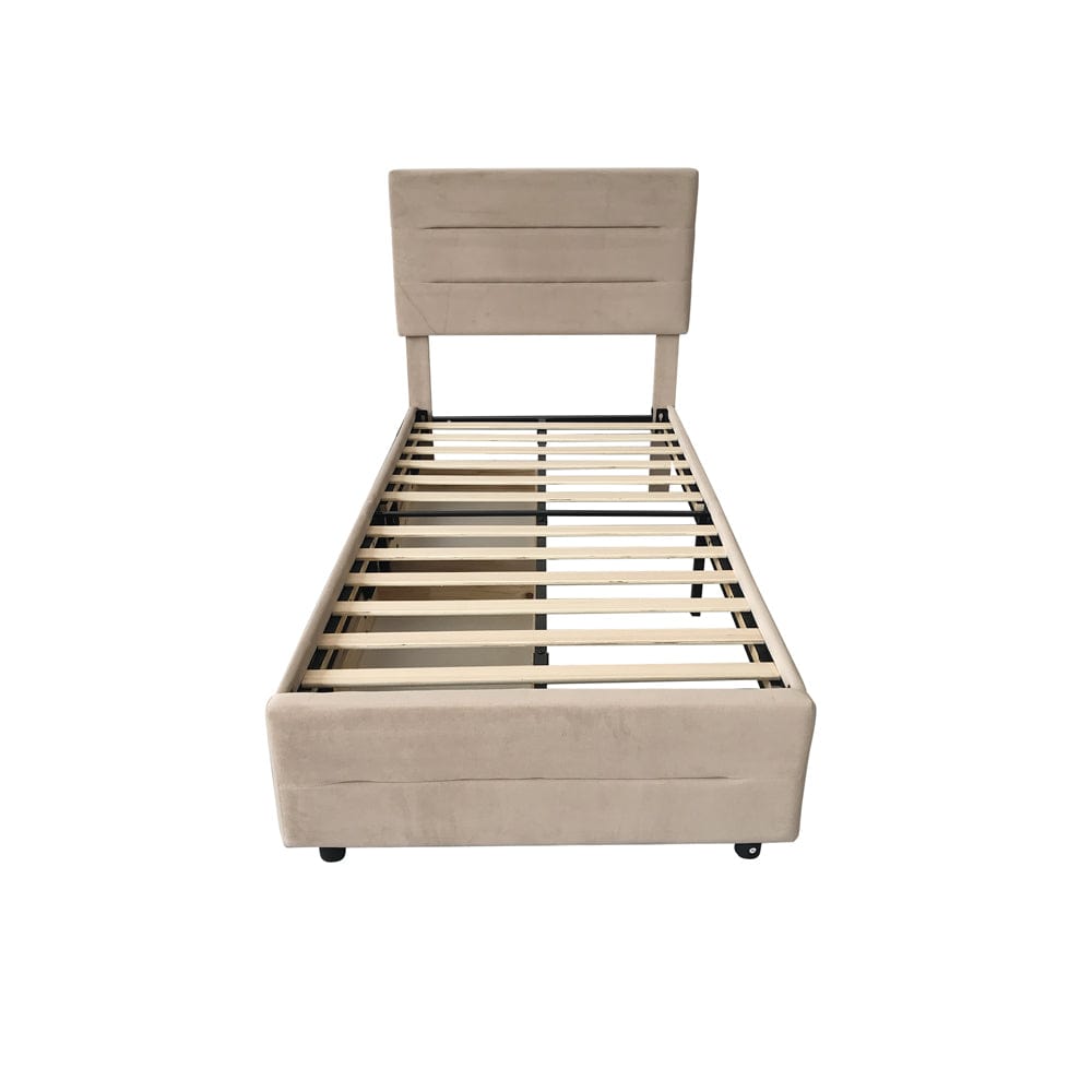 Cibor Wooden Bed Frame with 2 Drawers Single Bed or Double Bed