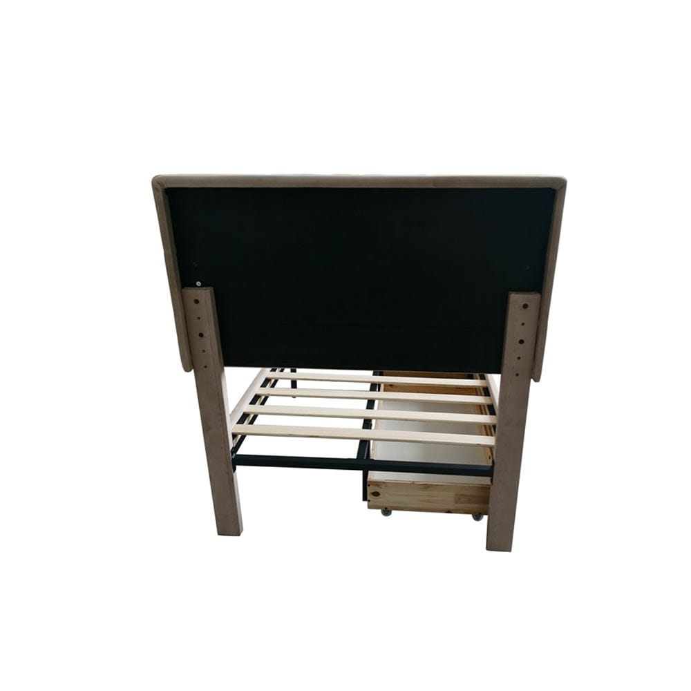 Cibor Wooden Bed Frame with 2 Drawers Single Bed or Double Bed