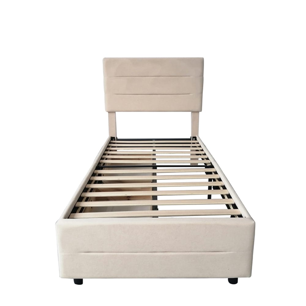 Cibor Wooden Bed Frame with 2 Drawers Single Bed or Double Bed