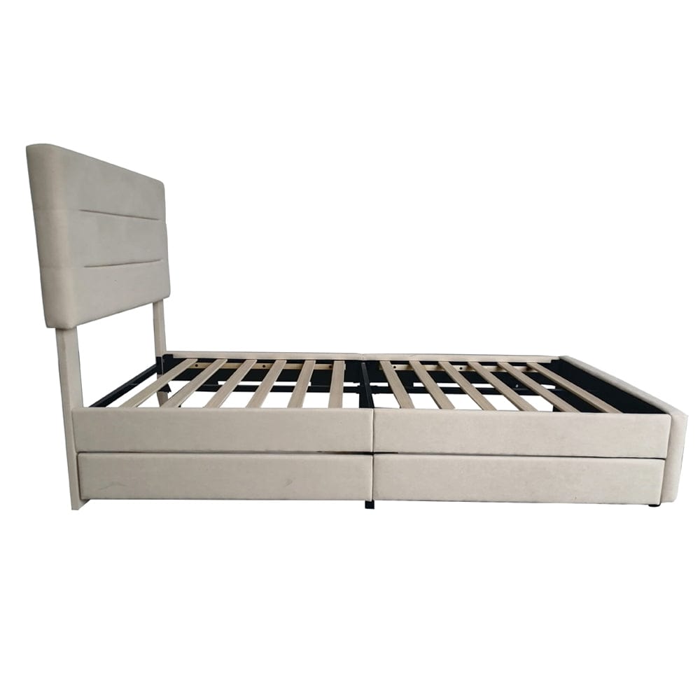 Cibor Wooden Bed Frame with 2 Drawers Single Bed or Double Bed