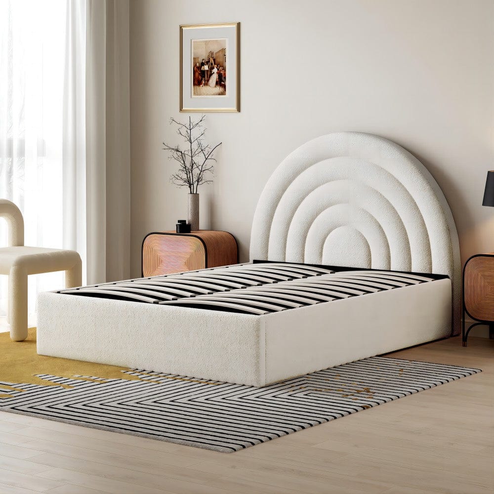 Crescent Ottoman Upholstered Lift Up Storage Bed Frame