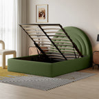 Crescent Ottoman Upholstered Lift Up Storage Bed Frame