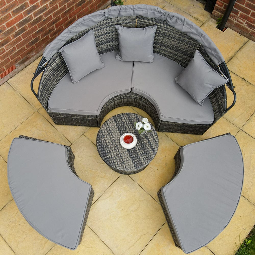 Camrose Rattan Garden Day Bed in Grey