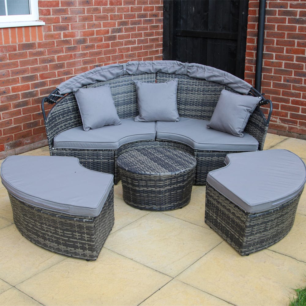 Camrose Rattan Garden Day Bed in Grey
