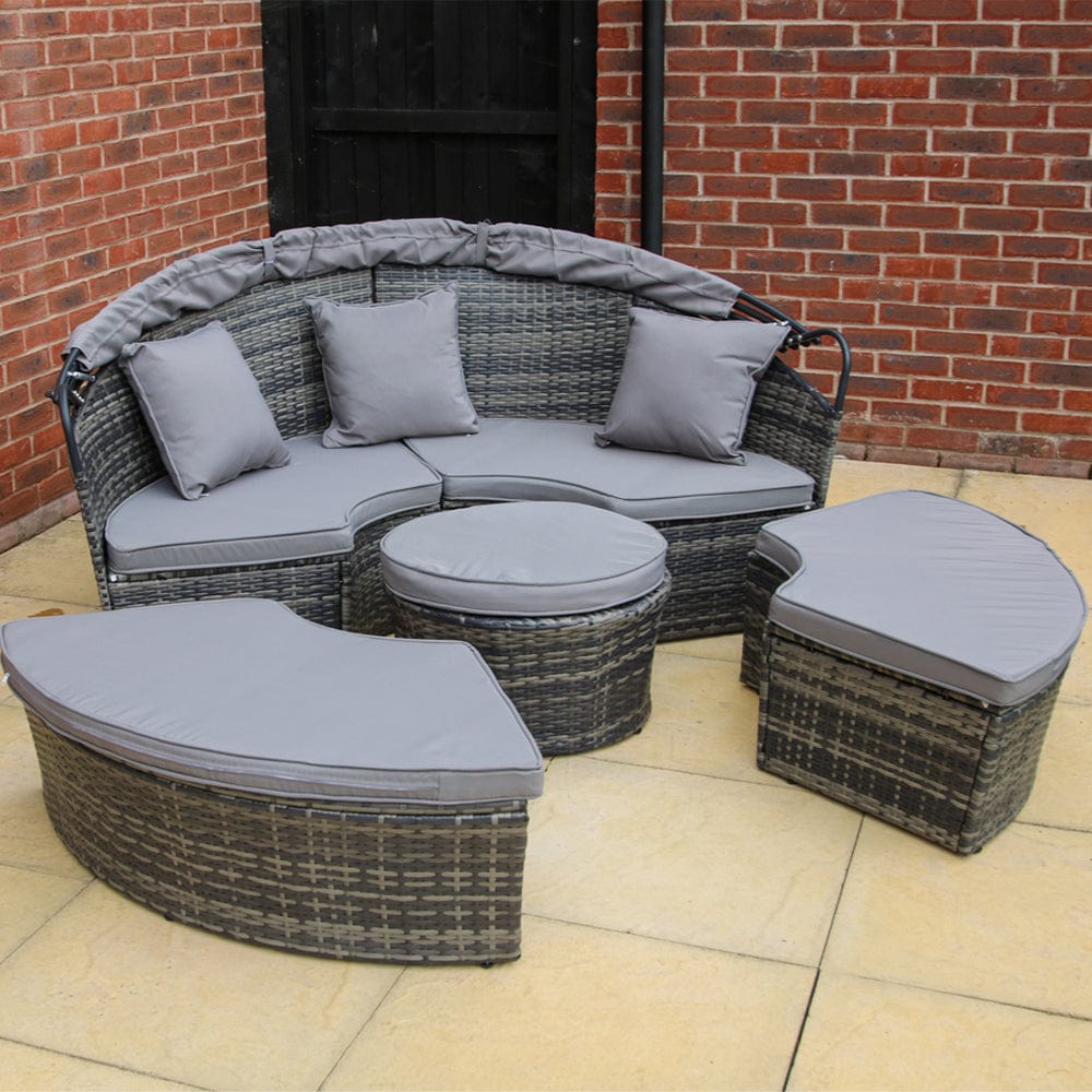 Camrose Rattan Garden Day Bed in Grey
