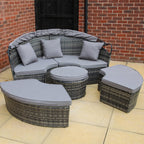 Camrose Rattan Garden Day Bed in Grey