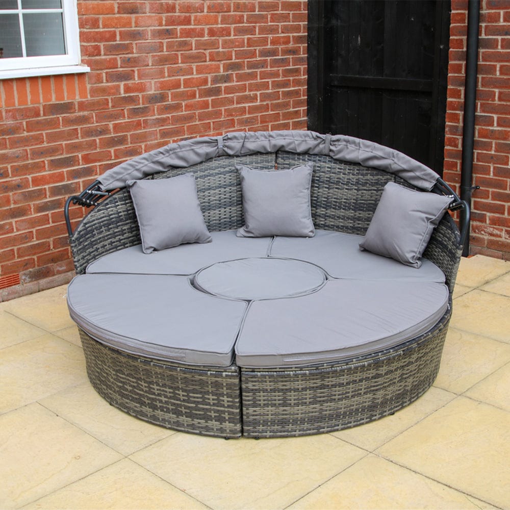 Camrose Rattan Garden Day Bed in Grey