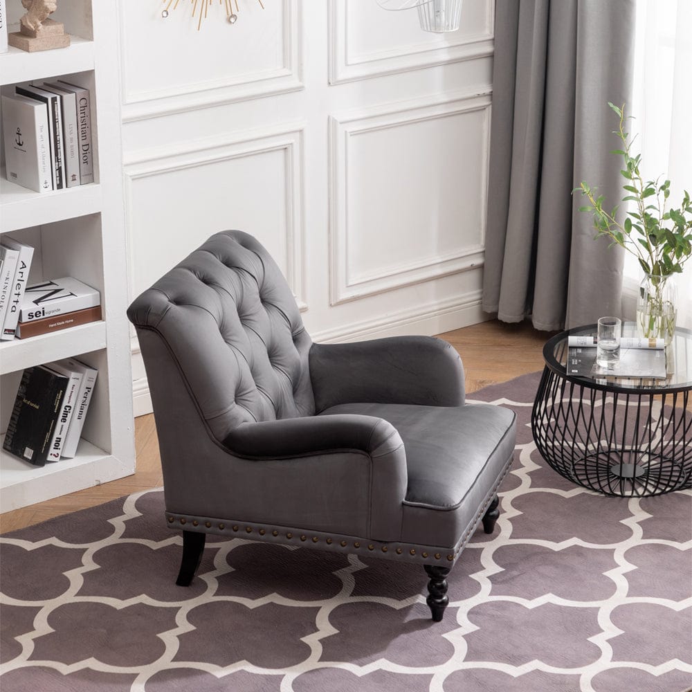 Darwin Dark Grey Velvet Accent Chair