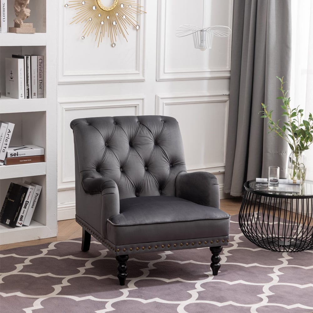 Darwin Dark Grey Velvet Accent Chair