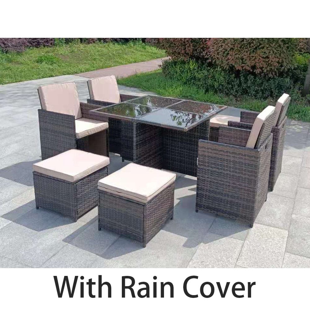 Eton Rattan Garden 8 Seater Cube Set In Brown