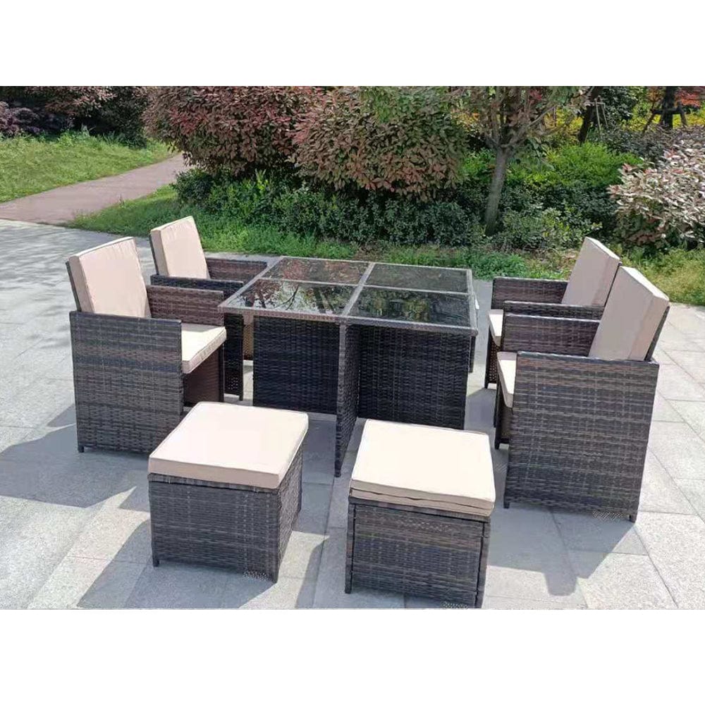 Eton Rattan Garden 8 Seater Cube Set In Brown