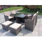 Eton Rattan Garden 8 Seater Cube Set In Brown