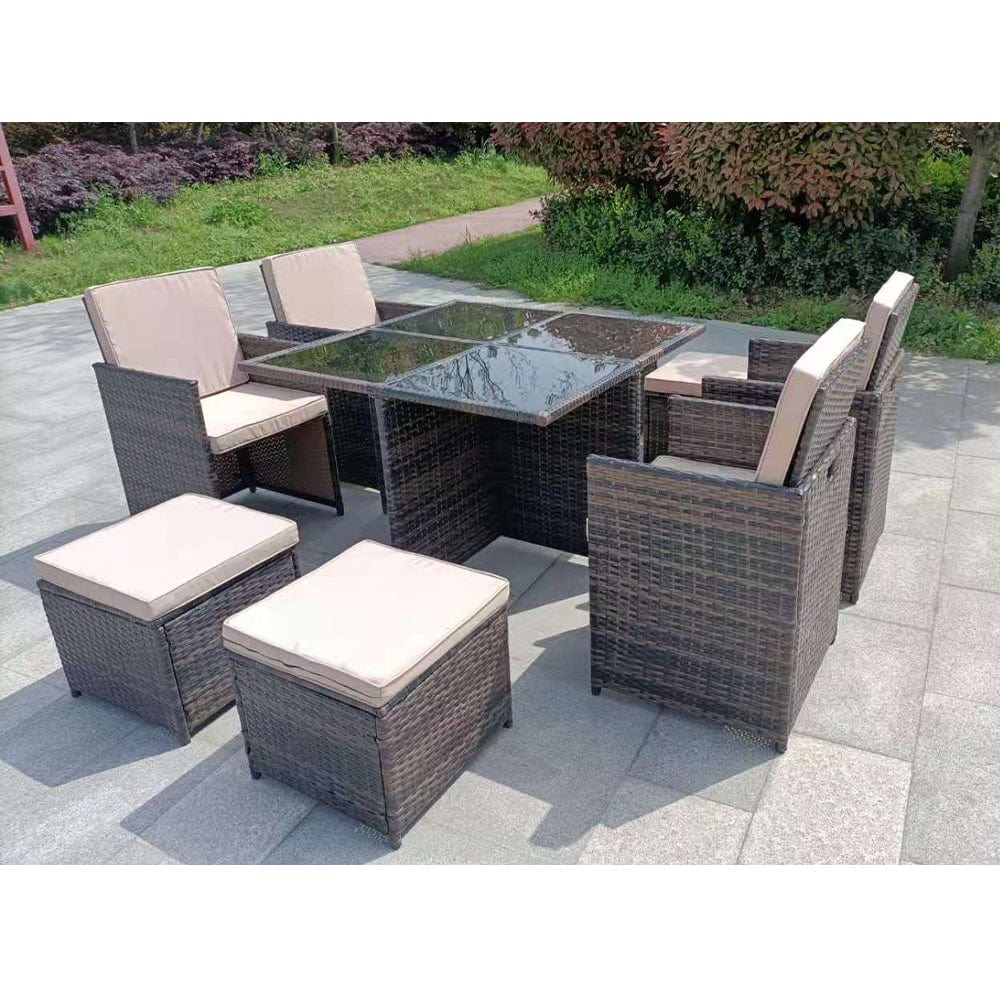 Eton Rattan Garden 8 Seater Cube Set In Brown