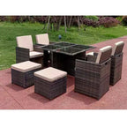 Eton Rattan Garden 8 Seater Cube Set In Brown