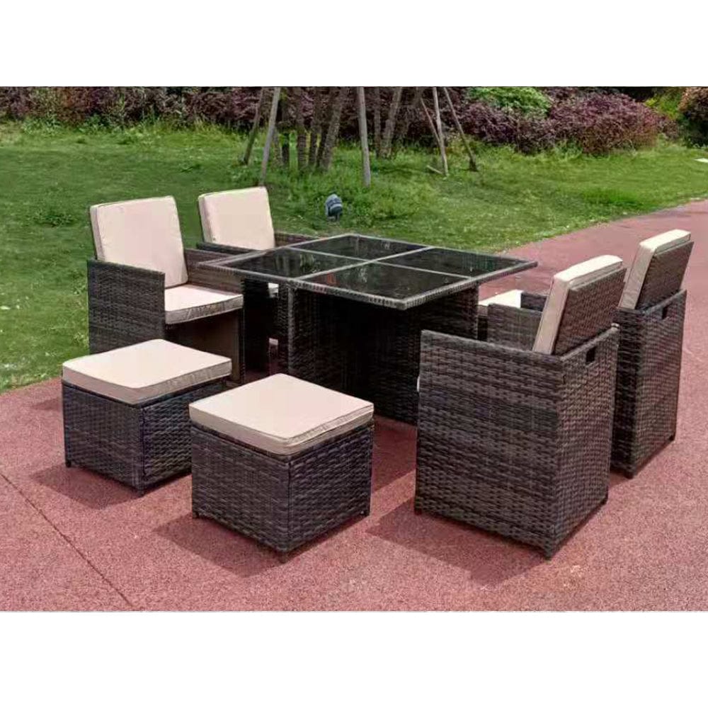 Eton Rattan Garden 8 Seater Cube Set In Brown