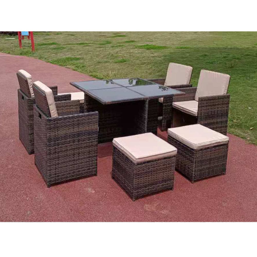 Eton Rattan Garden 8 Seater Cube Set In Brown