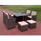 Eton Rattan Garden 8 Seater Cube Set In Brown