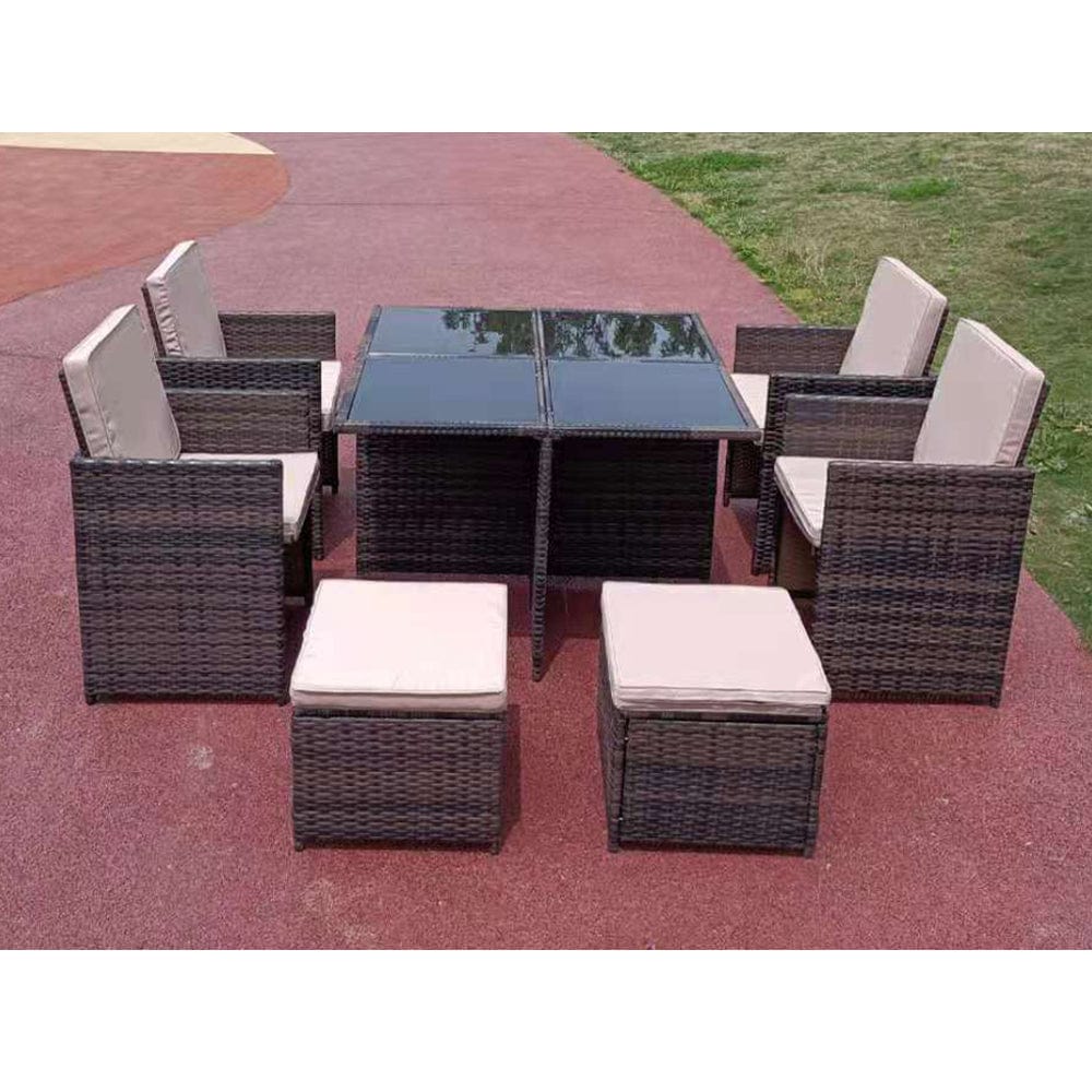 Eton Rattan Garden 8 Seater Cube Set In Brown
