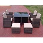 Eton Rattan Garden 8 Seater Cube Set In Brown
