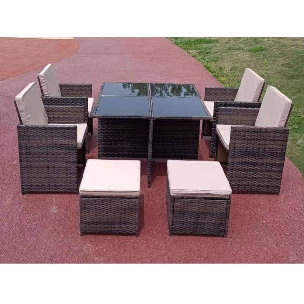Eton Rattan Garden 8 Seater Cube Set In Brown