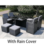 Eton Rattan Garden 8 Seater Cube Set In Black