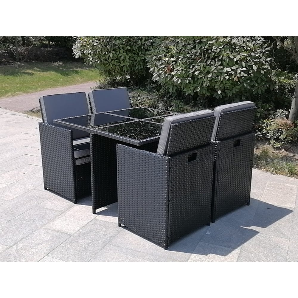 Eton Rattan Garden 8 Seater Cube Set In Black