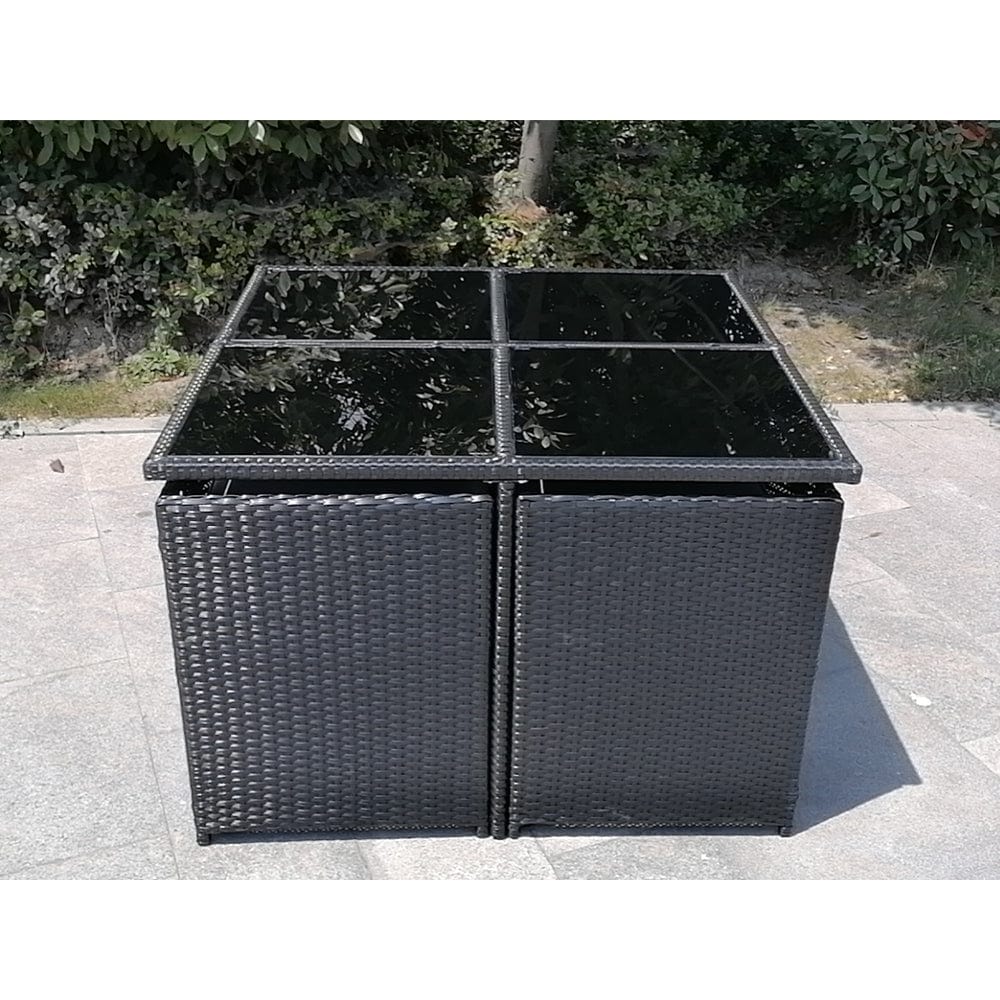 Eton Rattan Garden 8 Seater Cube Set In Black