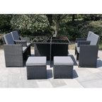 Eton Rattan Garden 8 Seater Cube Set In Black