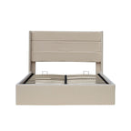 Ease Ottoman Storage Beige Boucle Teddy Fleece Pneumatic Lift Up Bed Frame Double or King Bed