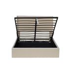 Ease Ottoman Storage Beige Boucle Teddy Fleece Pneumatic Lift Up Bed Frame Double or King Bed