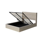 Ease Ottoman Storage Beige Boucle Teddy Fleece Pneumatic Lift Up Bed Frame Double or King Bed