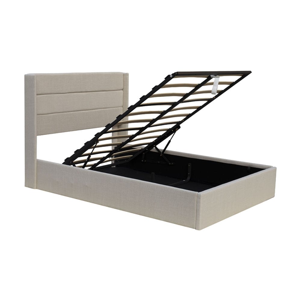 Ease Ottoman Storage Linen Pneumatic Lift Up Bed Frame Double or King Bed