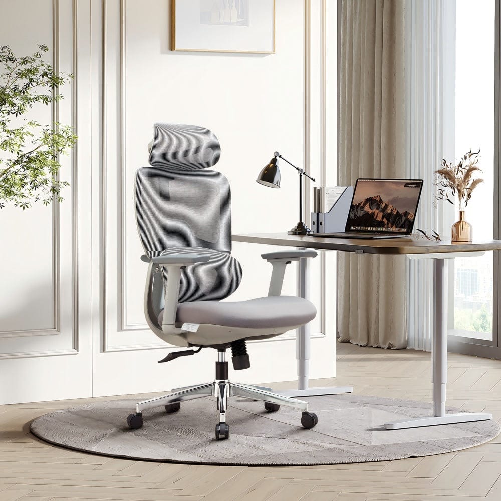 Premium Fabric Blend Ergonomic Office Chair Swivel Computer Task Chair with Headrest