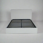 Elvie Ottoman Storage Beige Boucle Teddy Fleece Pneumatic Lift Up Bed Frame Double or King Bed