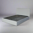 Elvie Ottoman Storage Beige Boucle Teddy Fleece Pneumatic Lift Up Bed Frame Double or King Bed