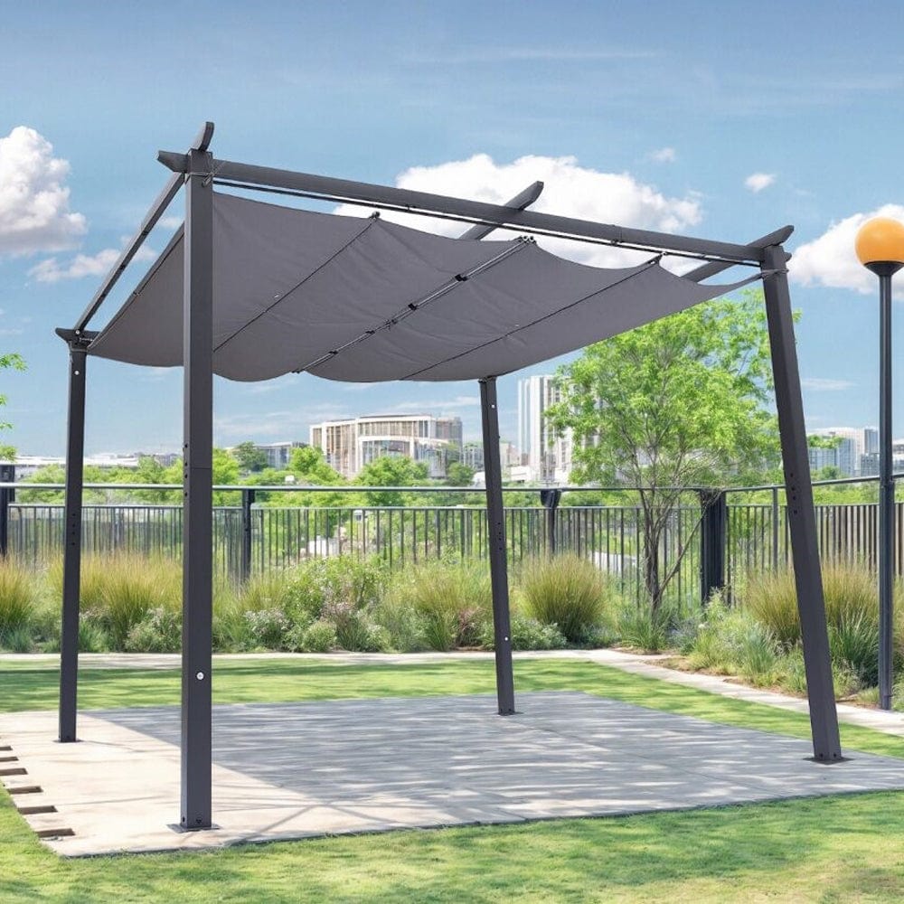 Essential Outdoor Pergola with Roof Event Shelter For Garden Patio With LED Lights Option