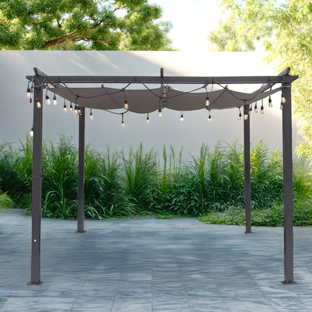 Essential Outdoor Pergola with Roof Event Shelter For Garden Patio With LED Lights Option