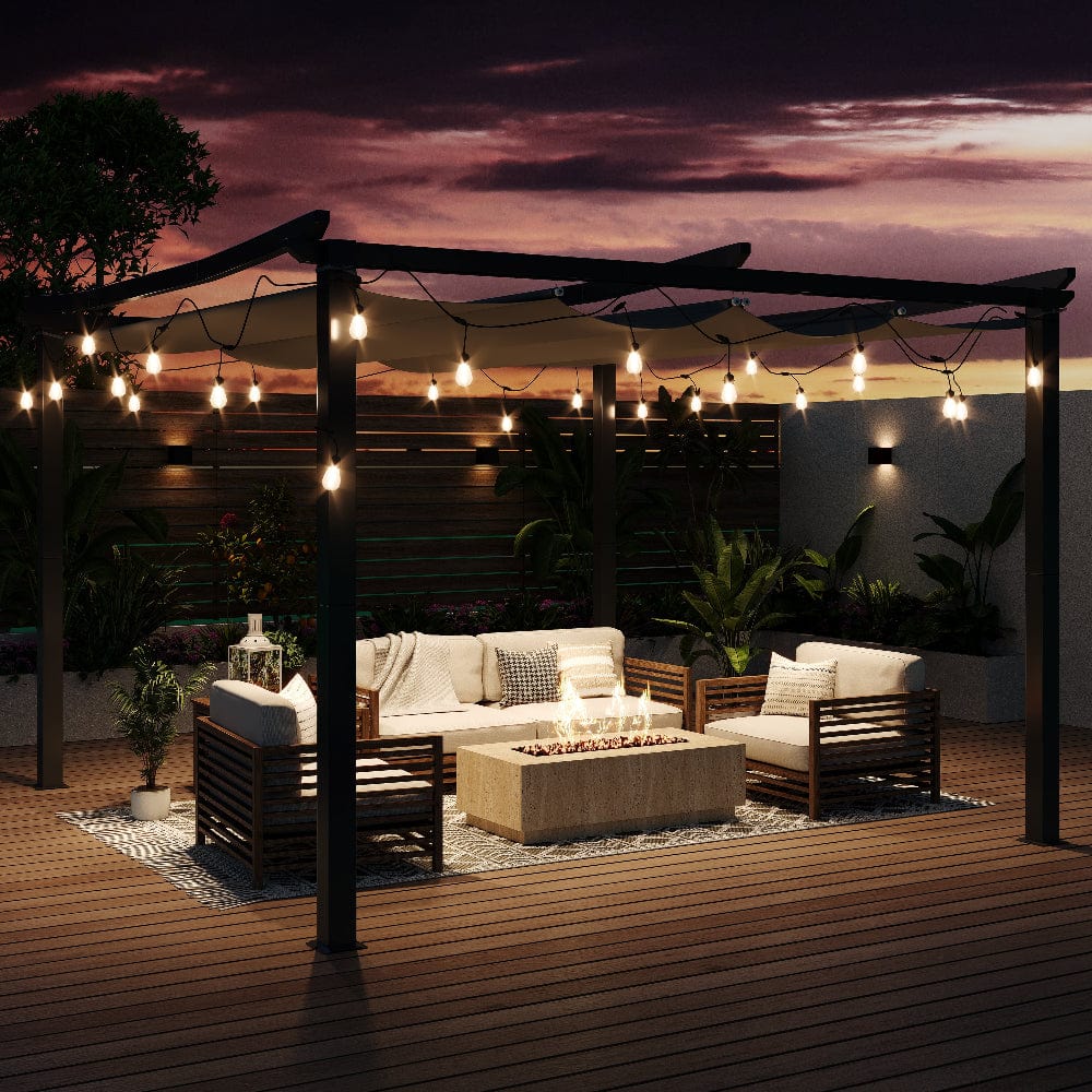 Essential Outdoor Pergola with Roof Event Shelter For Garden Patio With LED Lights Option