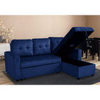 Avery Velvet Reversible Corner Sofa Bed With Storage Chaise