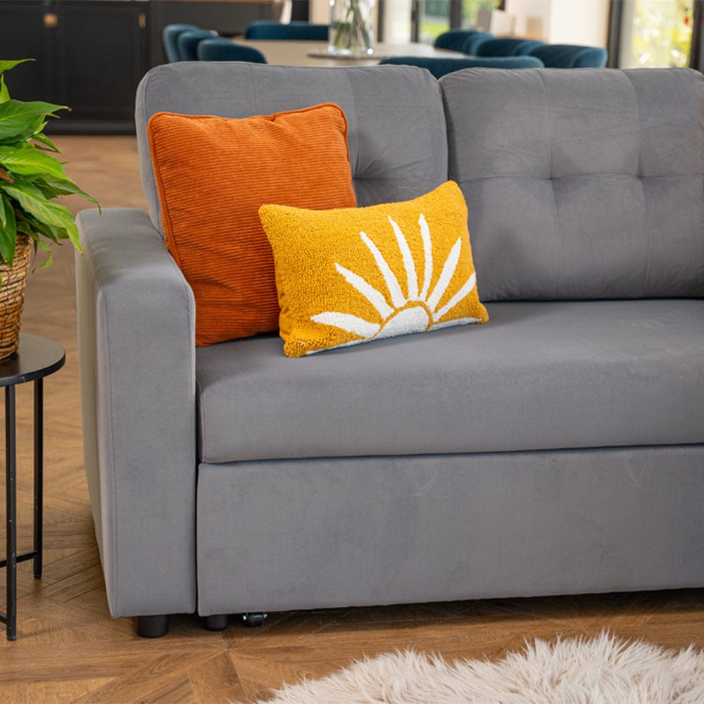 Avery Velvet Reversible Corner Sofa Bed With Storage Chaise